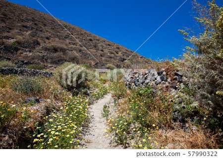 Walking path number 12 to Akrotiri village in Santorini Walking path number 12 to Akrotiri village in Santorini 57990322