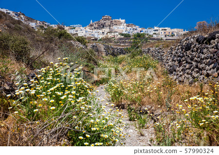 Walking path number 12 to Akrotiri village in Santorini Walking path number 12 to Akrotiri village in Santorini 57990324