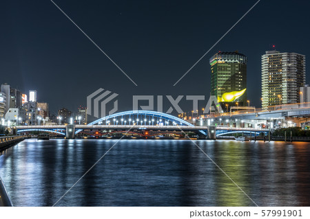 Scenery of Sumida River Illuminated Komagata Bridge Scenery of Sumida River Illuminated Komagata Bridge 57991901