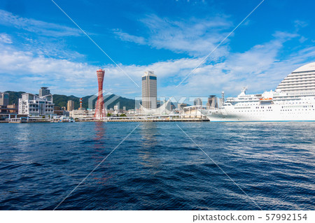 Kobe Port and luxury liner 57992154