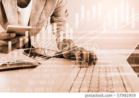 Stock market or forex trading graph and candlestick chart suitable for financial investment concept. Economy trends background for business idea and all art work design. Abstract finance background. Stock market or forex trading graph and candlestick chart suitable for financial investment concept. Economy trends background for business idea and all art work design. Abstract finance background. 57992959