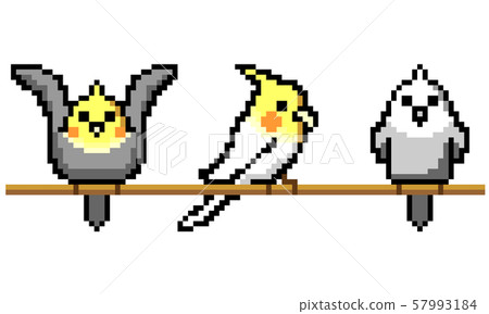 Cockatiel pixel art illustration set 57993184