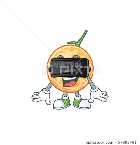 Virtual reality healthy cantaloupe fruit in cartoon character Virtual reality healthy cantaloupe fruit in cartoon character 57993491