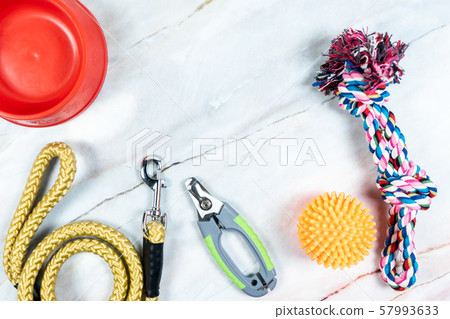 Pet leashes, nail scissors with toys.  Pet 57993633
