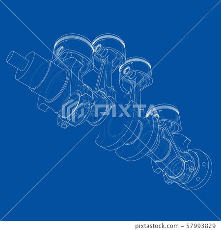 Engine pistons outline. Vector rendering of 3d Engine pistons outline. Vector rendering of 3d 57993829