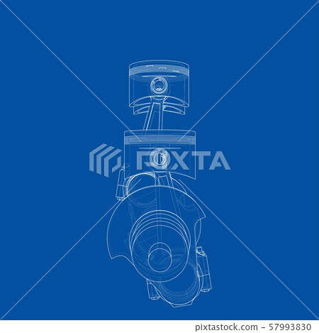 Engine pistons outline. Vector rendering of 3d Engine pistons outline. Vector rendering of 3d 57993830