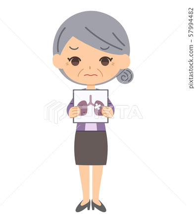 Elderly women illustration lungs unhealthy Elderly women illustration lungs unhealthy 57994482