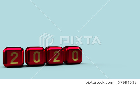 The 2020 gold number on cubes red Metallic color 3d rendering for new year content. The 2020 gold number on cubes red Metallic color 3d rendering for new year content. 57994585