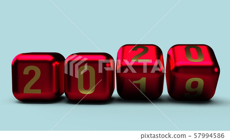The 2020 gold number on cubes red Metallic color 3d rendering for new year content. The 2020 gold number on cubes red Metallic color 3d rendering for new year content. 57994586