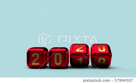 The 2020 gold number on cubes red Metallic color 3d rendering for new year content. The 2020 gold number on cubes red Metallic color 3d rendering for new year content. 57994587
