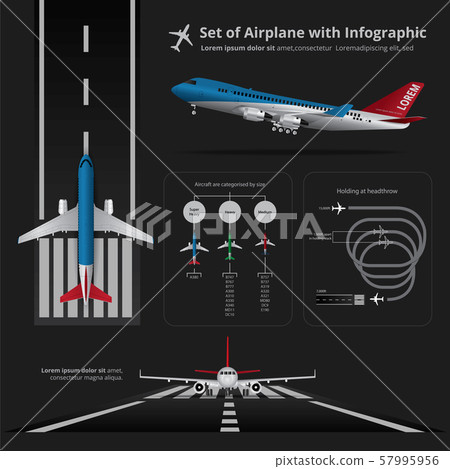 Set of Airplane with Infographic Isolated Vector Illustration 57995956