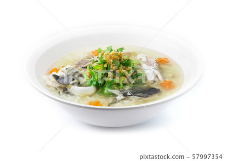 Rice Porridge boiled with Head of Asian Seabass Rice Porridge boiled with Head of Asian Seabass 57997354