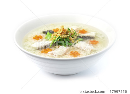 Rice Porridge boiled with Asian Seabass fish 57997356