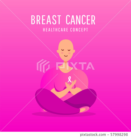 Creative concept of young woman with a bald head 57998298