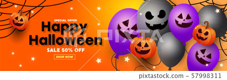 Halloween Sale banner with calligraphy text, paper Halloween Sale banner with calligraphy text, paper 57998311