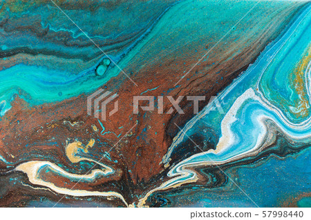 Luxury expensive golden glitter and acrylic inks marble background. 57998440