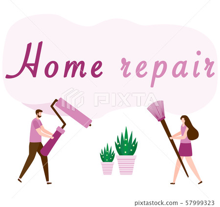 People, building, home repair tools, painting work 57999323