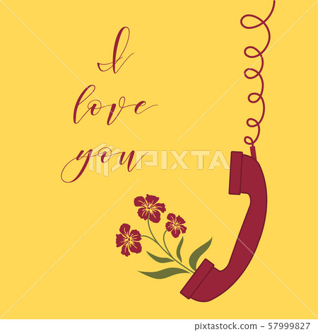 Handle handset and flowers Romantic background. Handle handset and flowers Romantic background. 57999827