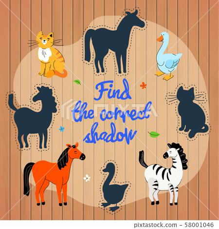 Animal silhouette puzzle for children vector template 58001046
