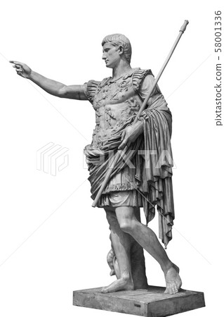 Caesar Augustus, the first emperor of Ancient Rome. Bronze monumental statue in the center of Rome Caesar Augustus, the first emperor of Ancient Rome. Bronze monumental statue in the center of Rome 58001336