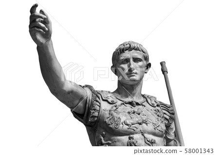 Caesar Augustus, the first emperor of Ancient Rome. Bronze monumental statue in the center of Rome Caesar Augustus, the first emperor of Ancient Rome. Bronze monumental statue in the center of Rome 58001343
