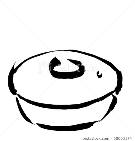 用線繪製的鍋(墨水的手繪插圖) 用線繪製的鍋(墨水的手繪插圖) 58003174