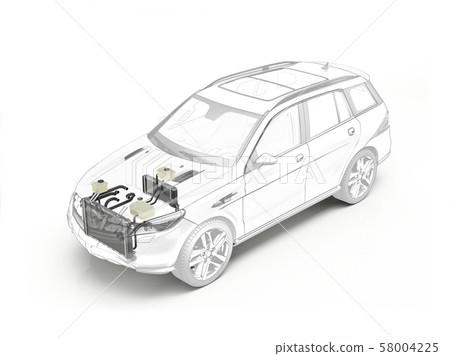 Suv cutaway showing cooling system. 58004225