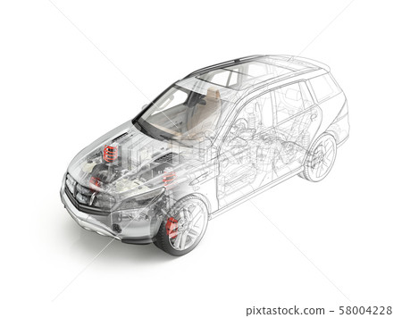 Suv car detailed cutaway realistic morphing to 58004228