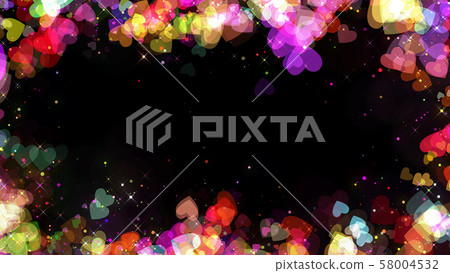 Valentine colorful hearts frame on black background 58004532