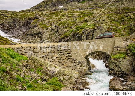 Camper car drive in mountains, Norway Camper car drive in mountains, Norway 58006678