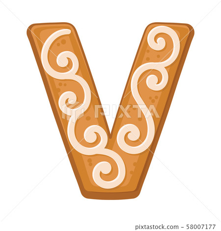 Cookies in the shape of the letter V. Vector illustration on a white background. 58007177