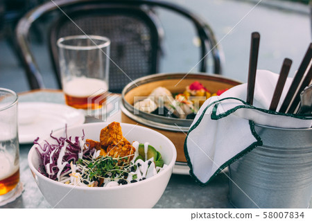 Pan-Asian food - vegetable salad bowl and 58007834