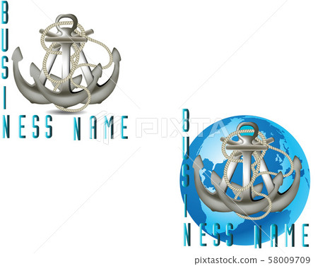 naval anchor symbol with earth 58009709