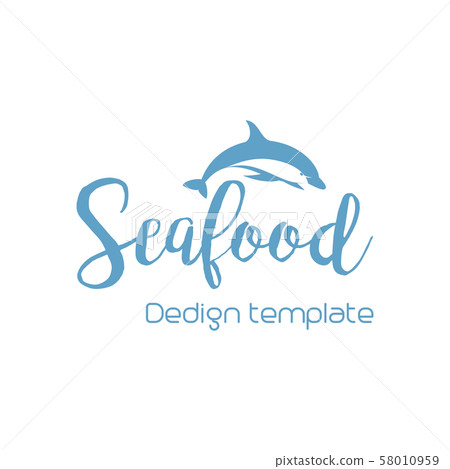 Seafood lettering design with dolphin Seafood lettering design with dolphin 58010959