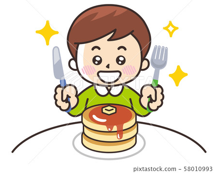 A boy who eats hot cake - Stock Illustration [58010993] - PIXTA