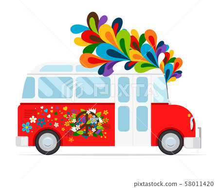 Hippie bus icon Hippie bus icon 58011420