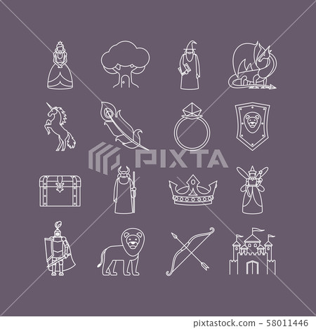 Fairy tale thin line icon set - Stock Illustration [58011446] - PIXTA