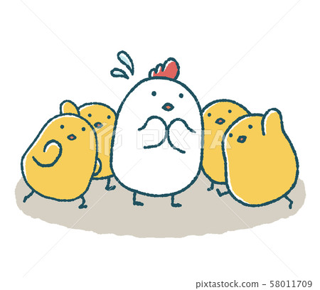 Loose chickens get confused by chicks Loose chickens get confused by chicks 58011709