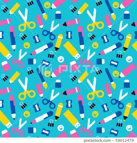 Fun school seamless pattern of children supplies Fun school seamless pattern of children supplies 58012479