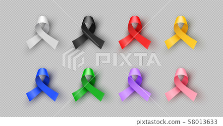 Colorful 3d cancer awareness ribbon isolated set Colorful 3d cancer awareness ribbon isolated set 58013633