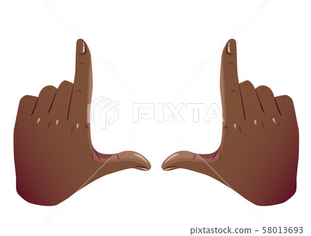 Black Hands Frame Cropping Gesture. Flat Framing hands horizontal cropping. African American Hands 58013693