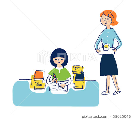 學習的女孩和母親 58015046