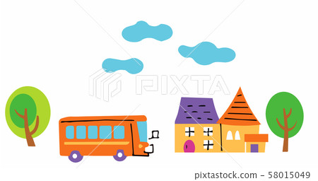 景觀與房屋和公共汽車 58015049
