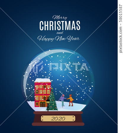 Merry Christmas and Happy New Year Background with 58015587