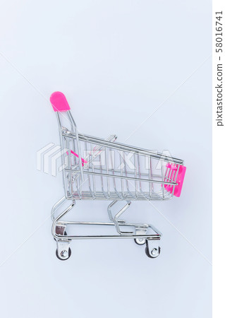 Small supermarket grocery toy push cart on white Small supermarket grocery toy push cart on white 58016741