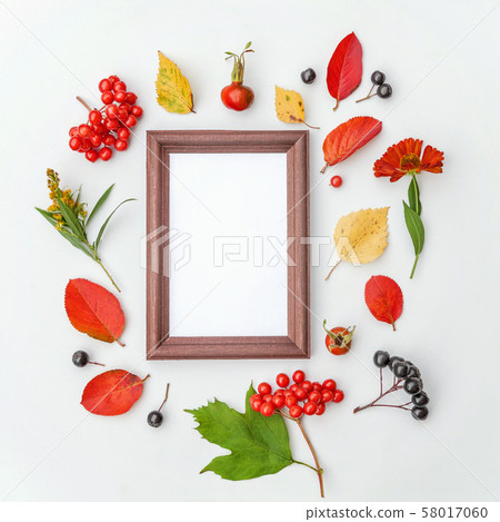 Autumn floral composition. Vertical frame mockup 58017060