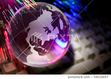 Globe and Computer Keyboard 58018847