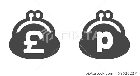 磅，便士，便士，錢包，錢，儲蓄圖像素材：簡單可愛的“£”和“ p”輸入 58020227