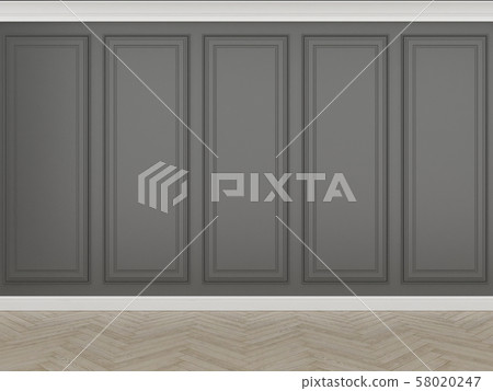 classic black wall with wood floor,3d render 58020247