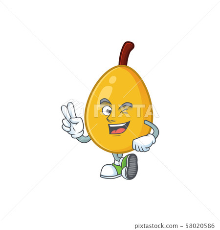 Two finger fresh loquat cute cartoon character style. Two finger fresh loquat cute cartoon character style. 58020586